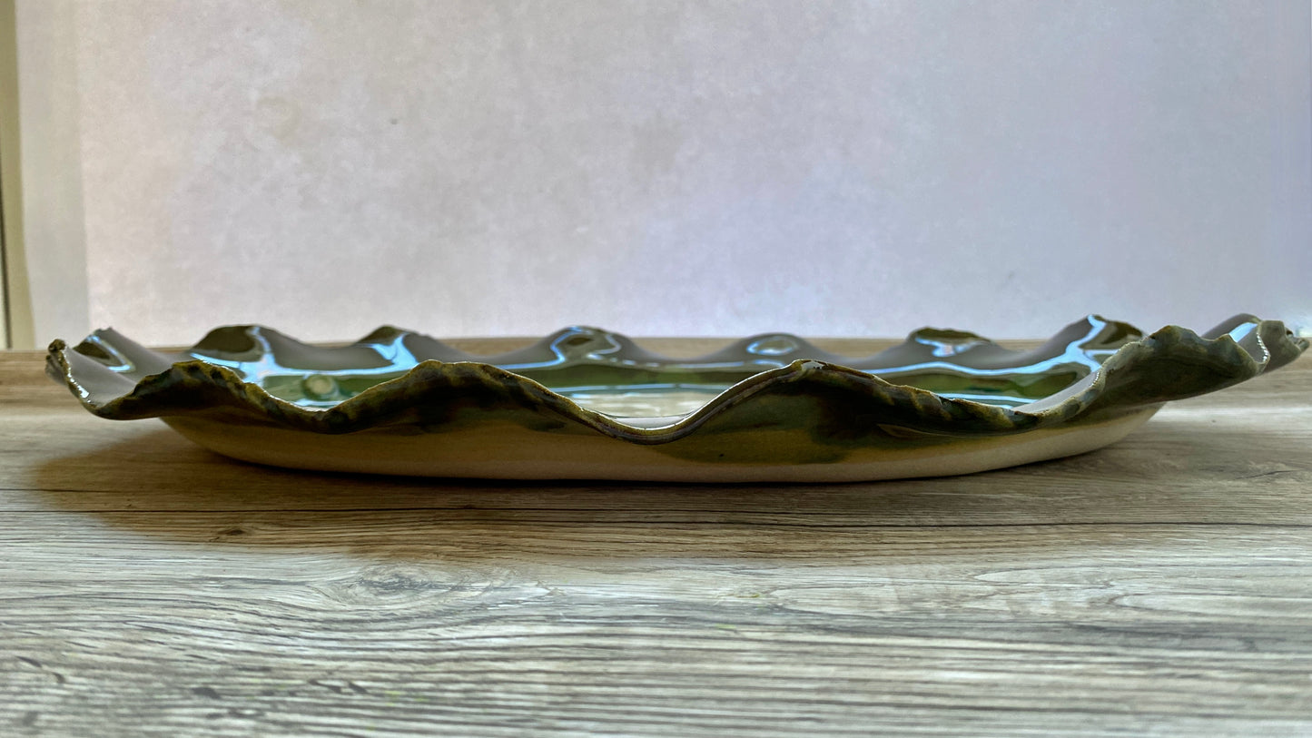 Large Christmas Greens Oval Platter