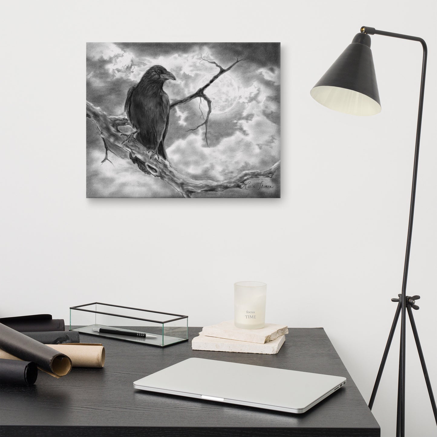 Raven print on canvas